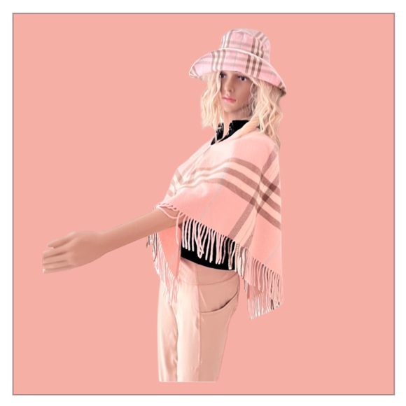 Burberry Pink Plaid Scarf and Bucket Hat